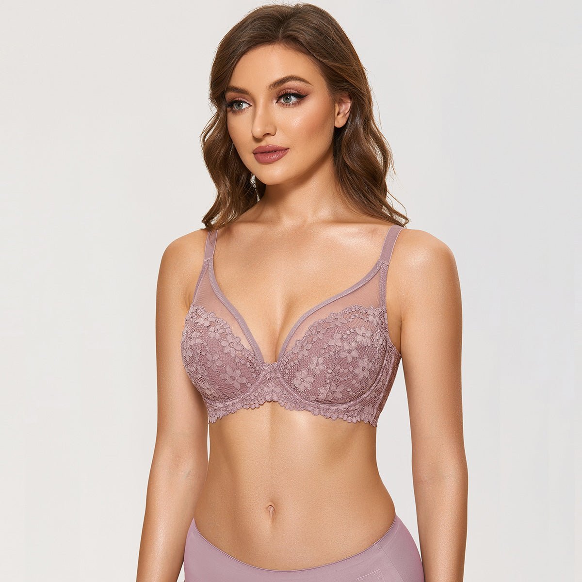 Full Figure Oadded Underwire Back Closure Lavender Bra   0cm
