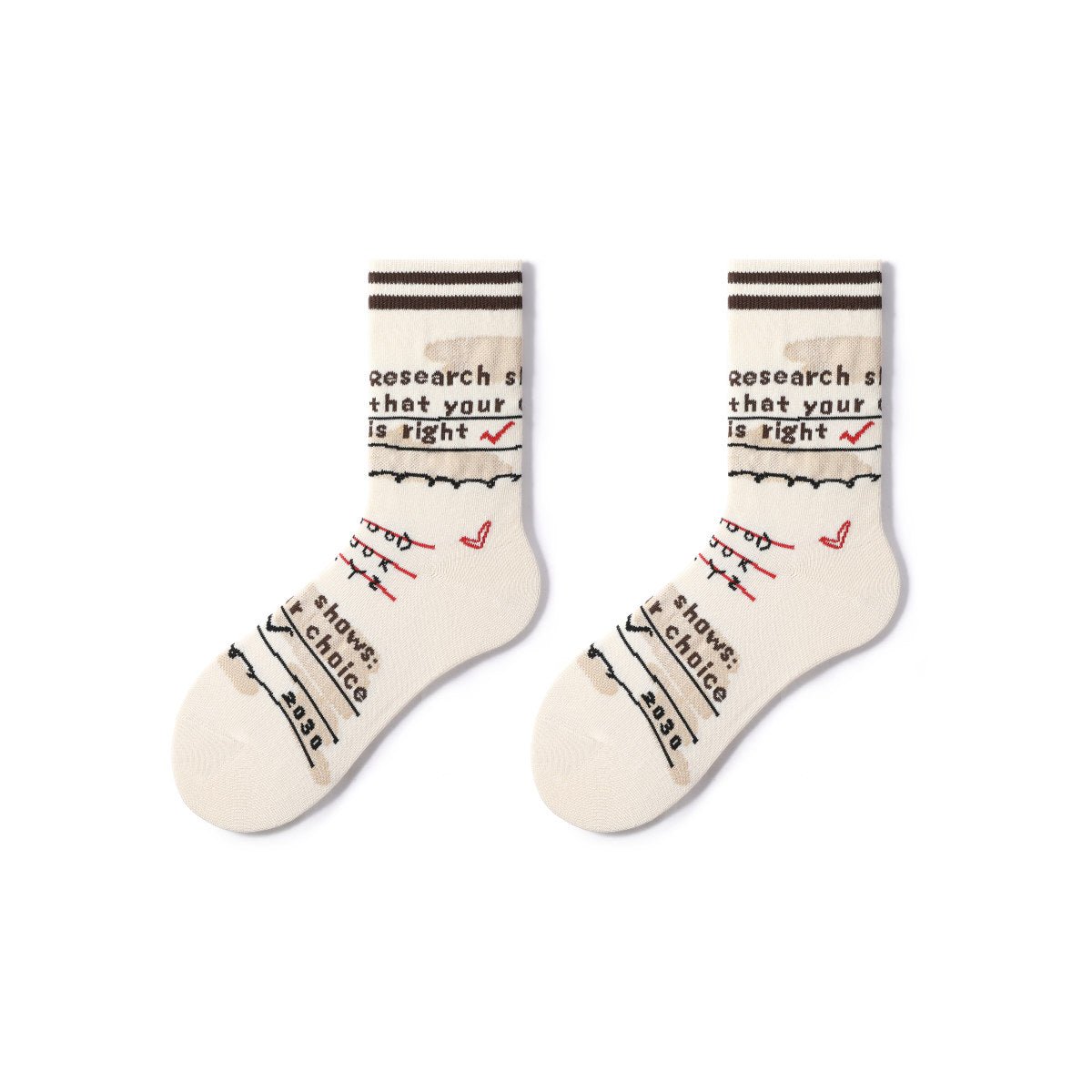 Full Note Retro Sporty All season Women 5pcs Crew Socks Set   0cm