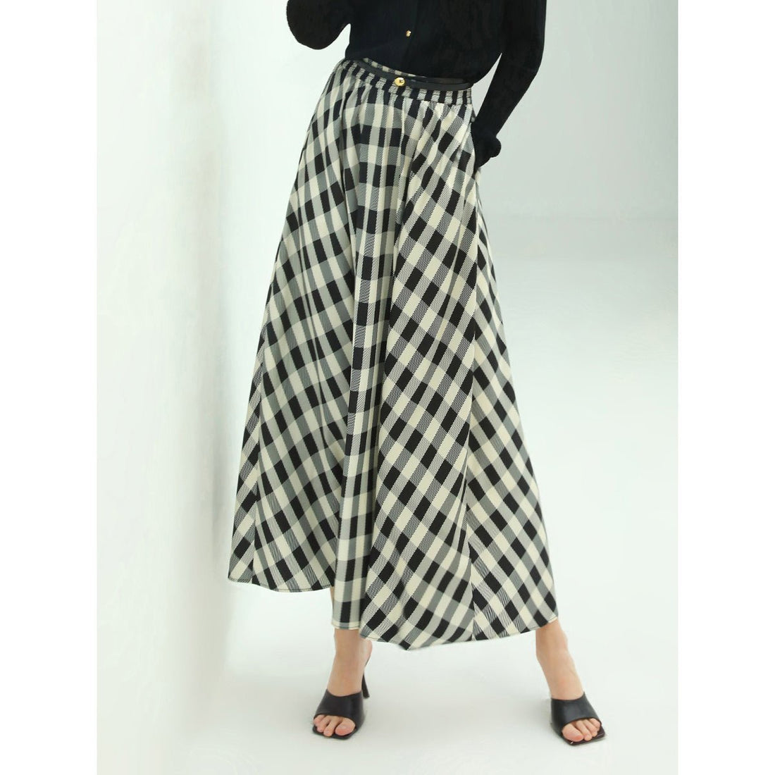 Full Swing High-waist Check Maxi Skirt - 0cm