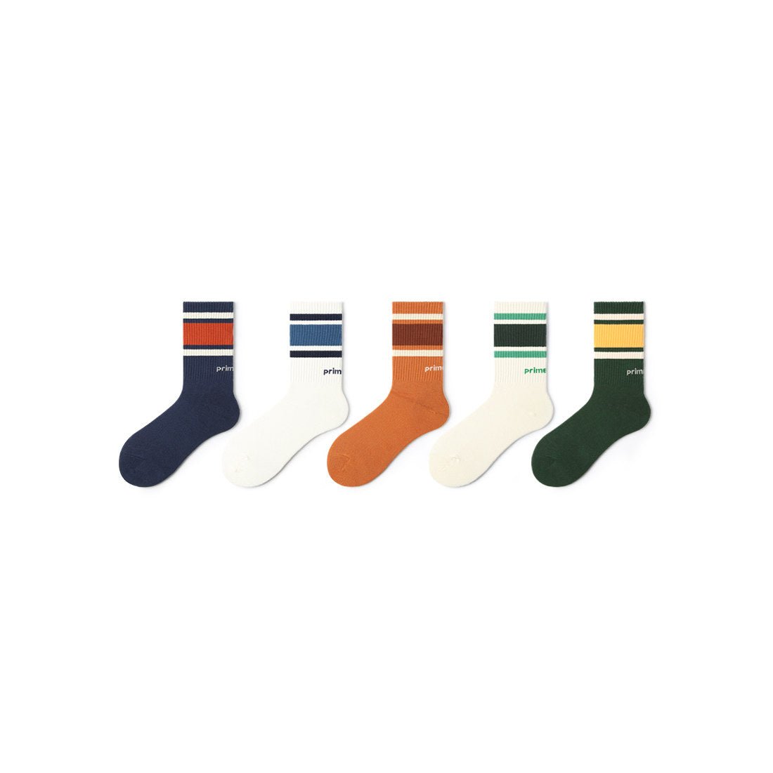 Fun Stripes All season Women Fitness 5pcs Crew Socks Set