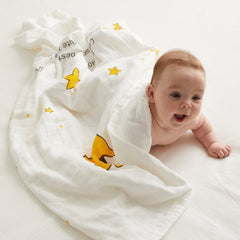 Future Stars Six-layer Cotton Baby Yellow Bath Swaddle Blanket