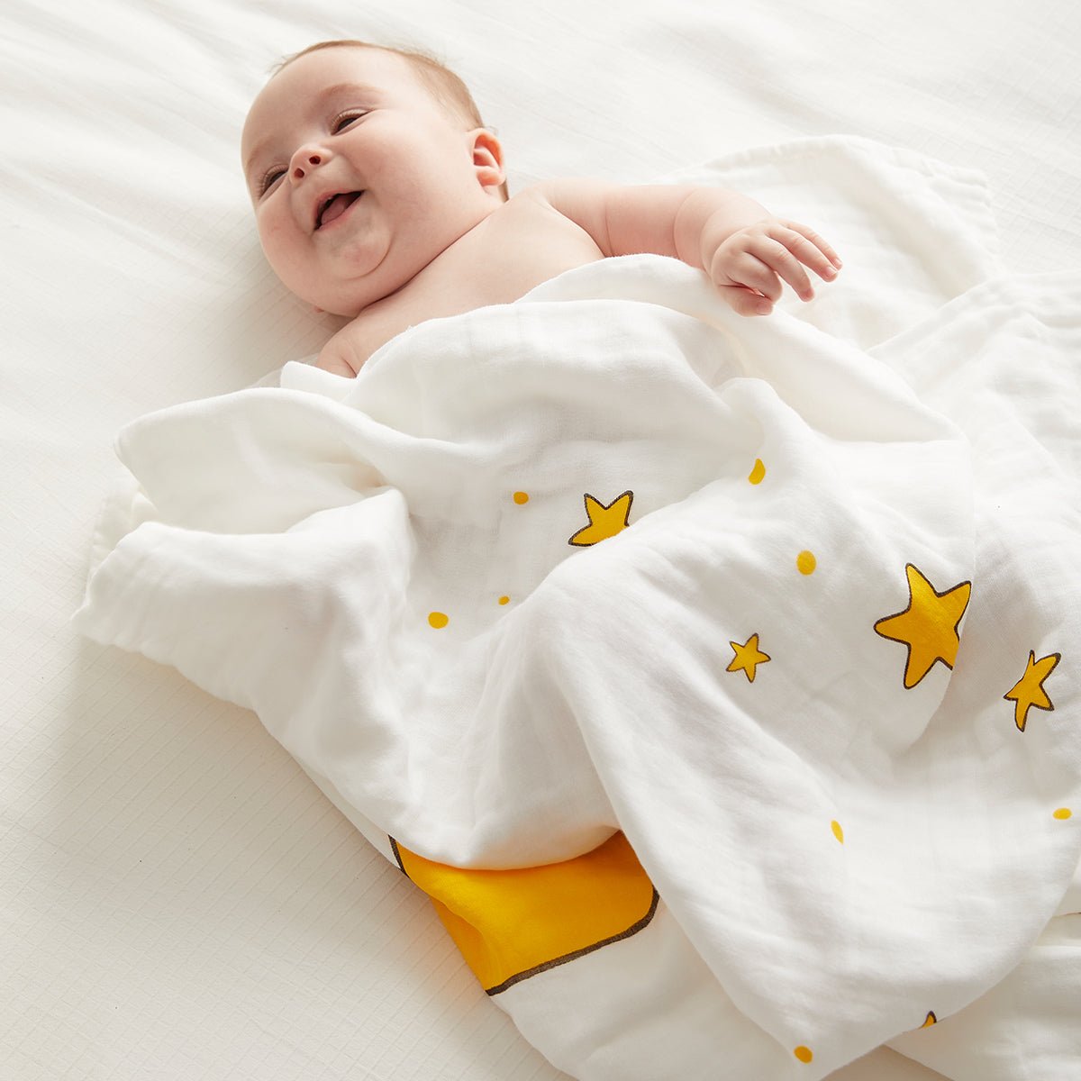 Future Stars Six layer Cotton Baby Yellow Bath Swaddle Blanket   0cm