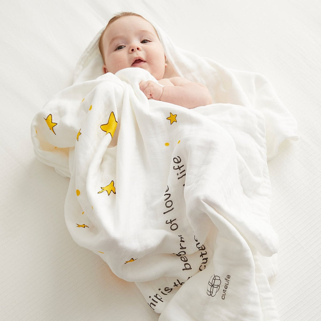 Future Stars Six-layer Cotton Baby Yellow Bath Swaddle Blanket - 0cm