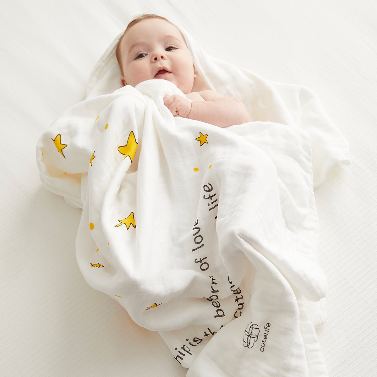 Future Stars Six layer Cotton Baby Yellow Bath Swaddle Blanket   0cm