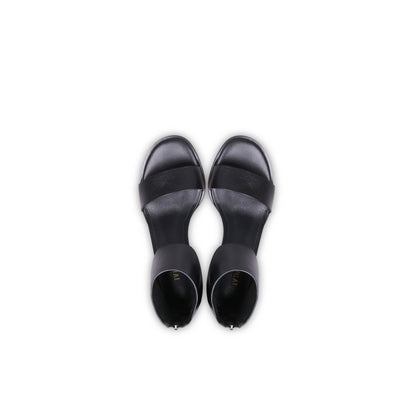 Glass Heel Back Zip Black Apricot Sandals