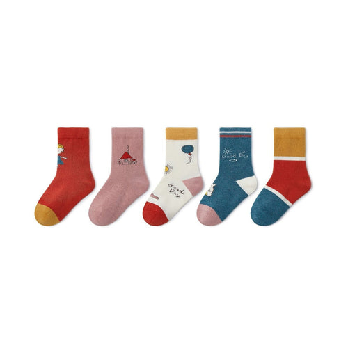 Good Day Warm Breathable Girl 5pcs Crew Socks Set