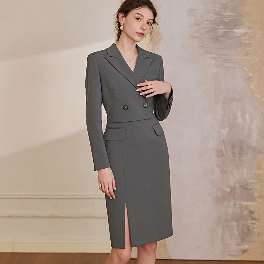 Gray Bodycon Dress with Side Slit, XXL