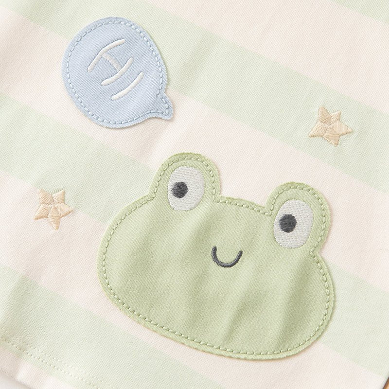 Greeting Frog Long Sleeve Boy Green Striped Tee   0cm