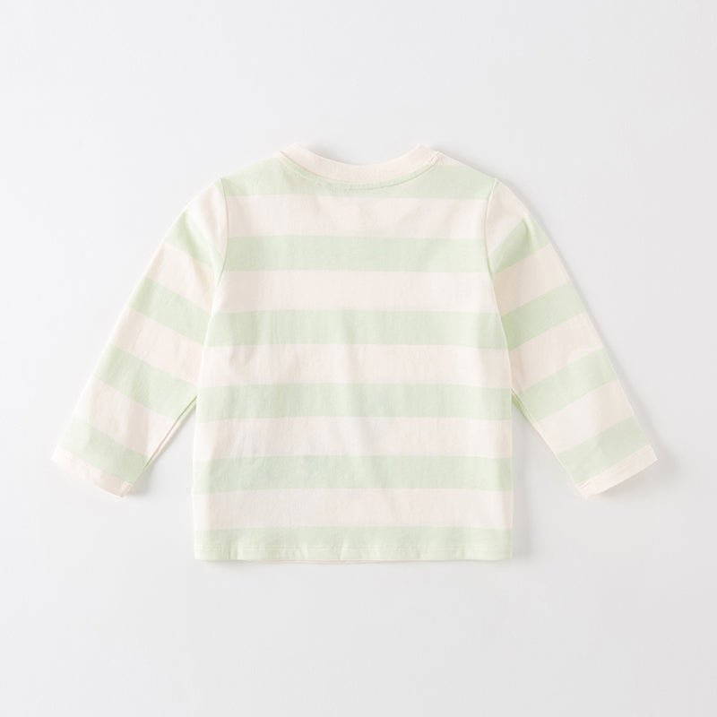 Greeting Frog Long Sleeve Boy Green Striped Tee   0cm