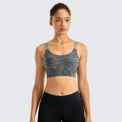 Gym Ready Breathable Soft Mesh Padded Wireless Grey Sports Bra