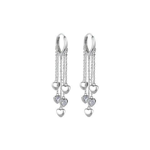 Heart Curtain Silver Earrings