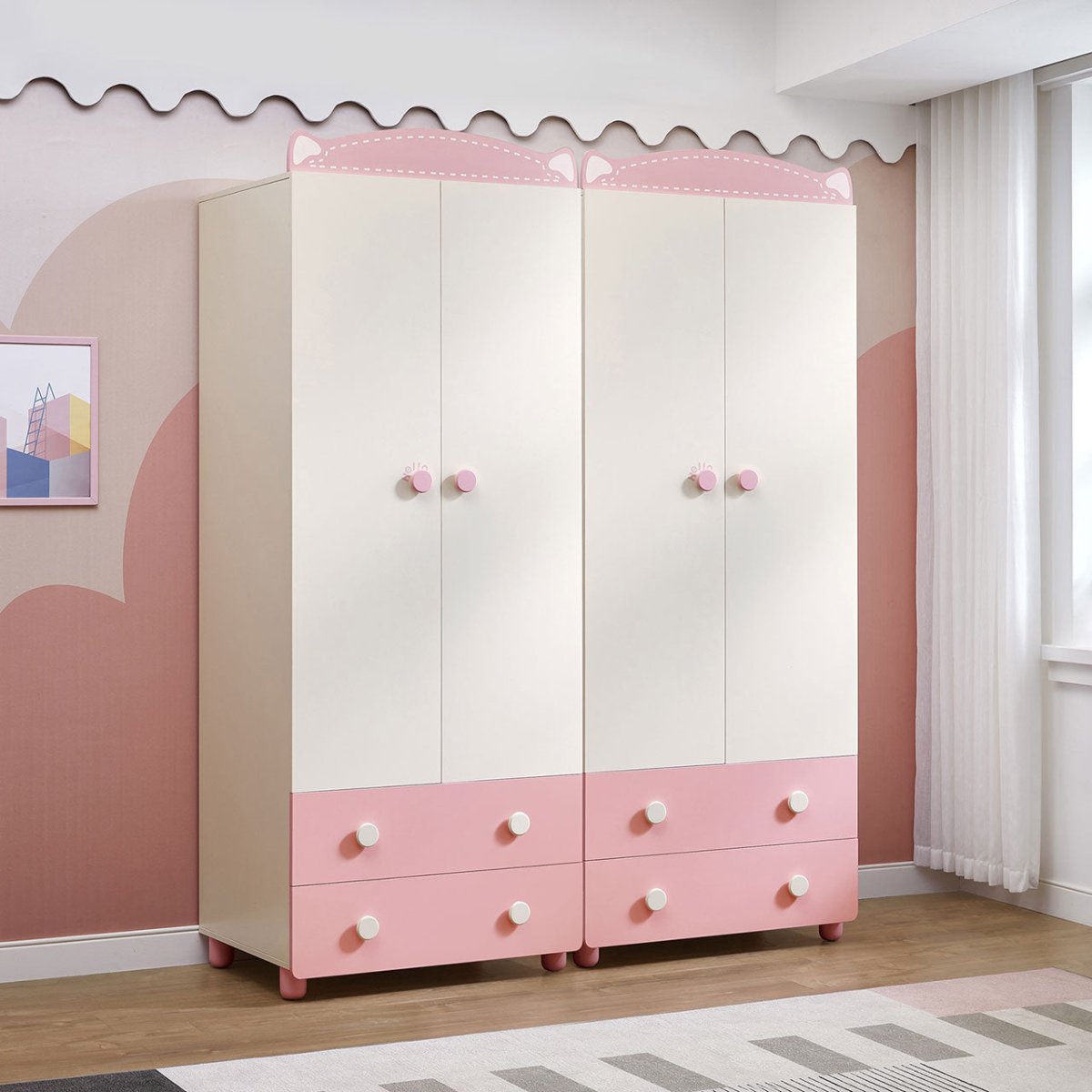 Hello Kitty 2 Drawer 3 Door Girl Pink Wardrobe - 0cm