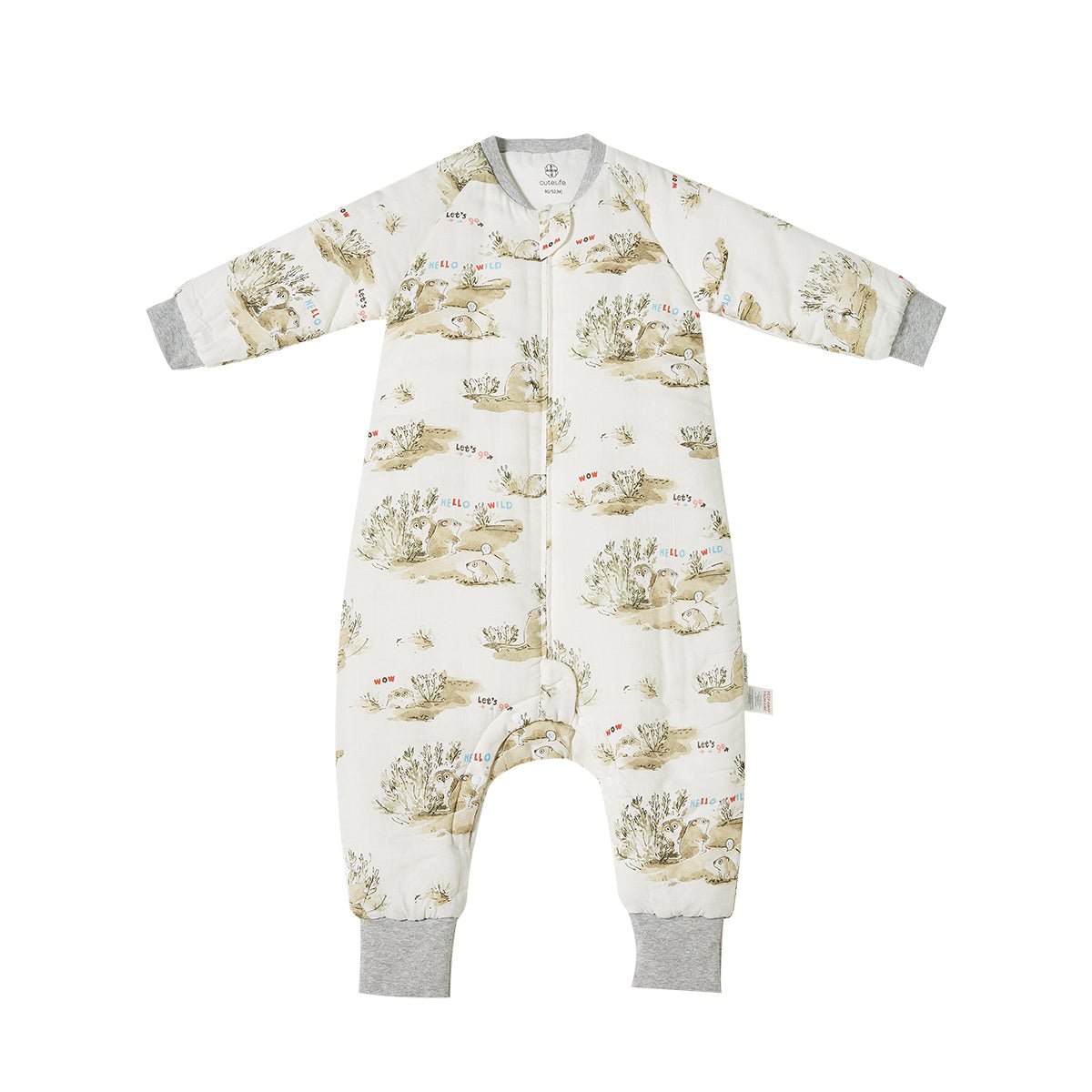 Hello Wild Long Sleeve Luxury Alpaca Kids White One Piece Pyjama   0cm