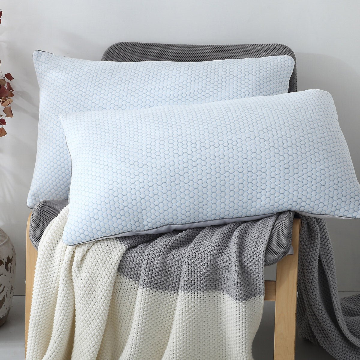 Hester Dual sided Temperature Sensing High Elasticity Blue Pillow