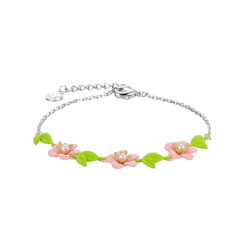 Hibiscus Flower Silver Bracelet