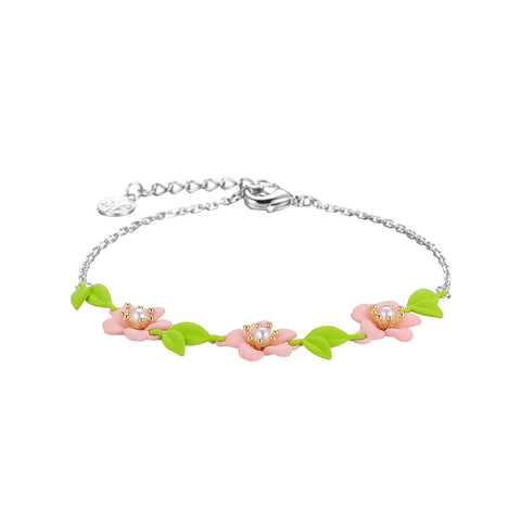 Hibiscus Flower Silver Bracelet
