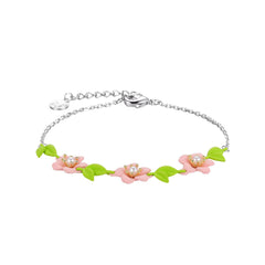 Hibiscus Flower Silver Bracelet