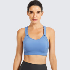 High Impact Lightly Padded Full Coverage Wireless Blue Sports Bra