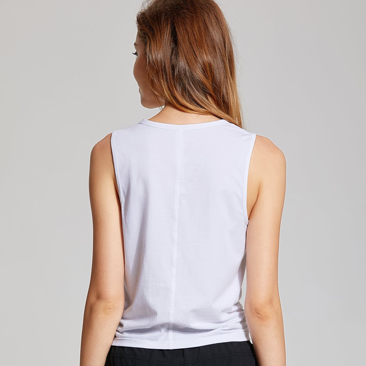 High Neck Breathable Wide Straps White Workout Tank Top   0cm