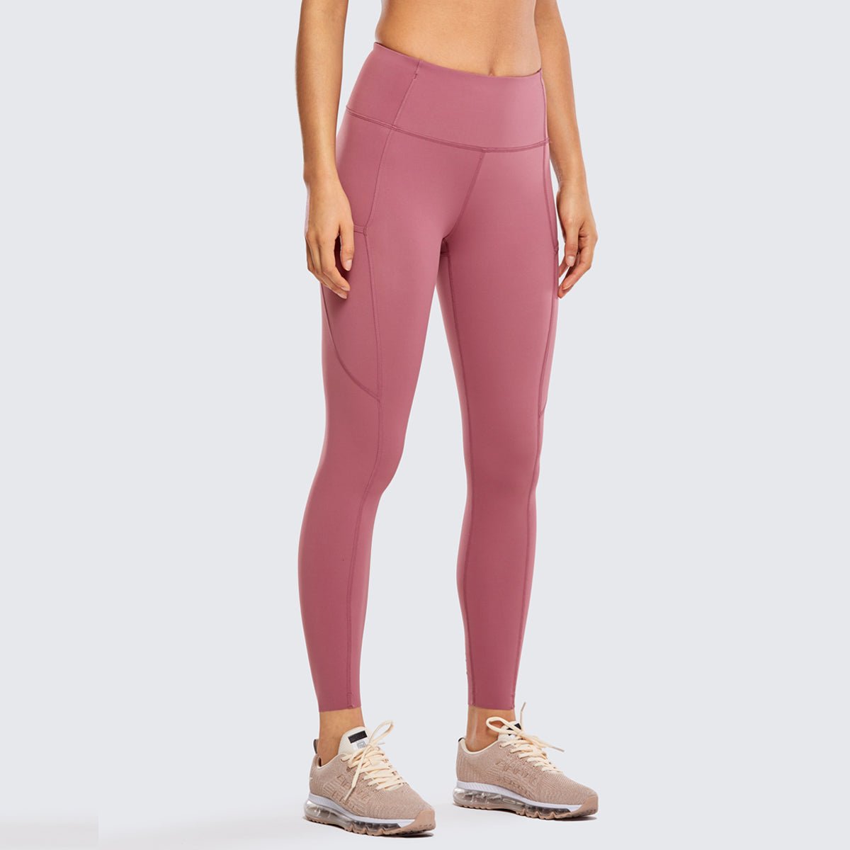 High Waist Side Pockets Redbean Workout Leggings   0cm