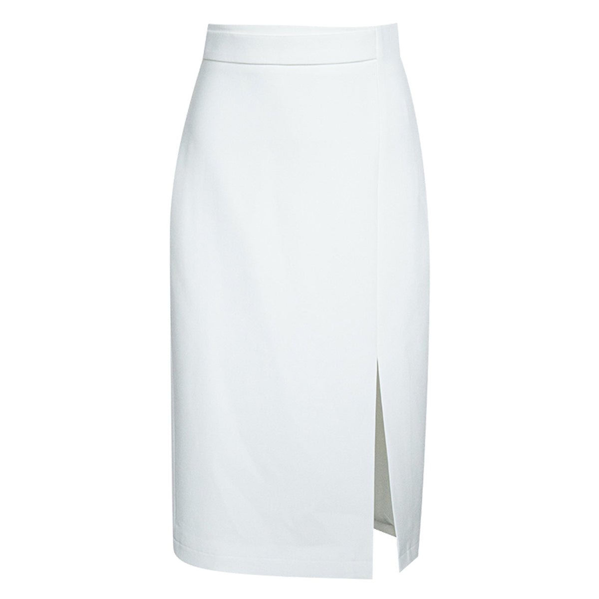 High-Waisted White Midi Skirt - 0cm