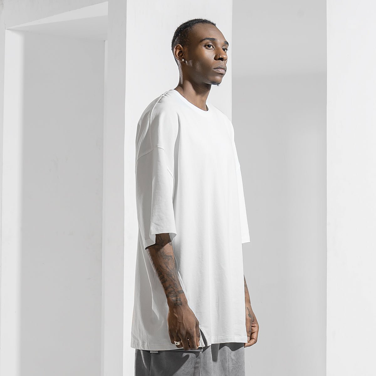 Hip Hop Oversized Heavyweight White Tee   0cm