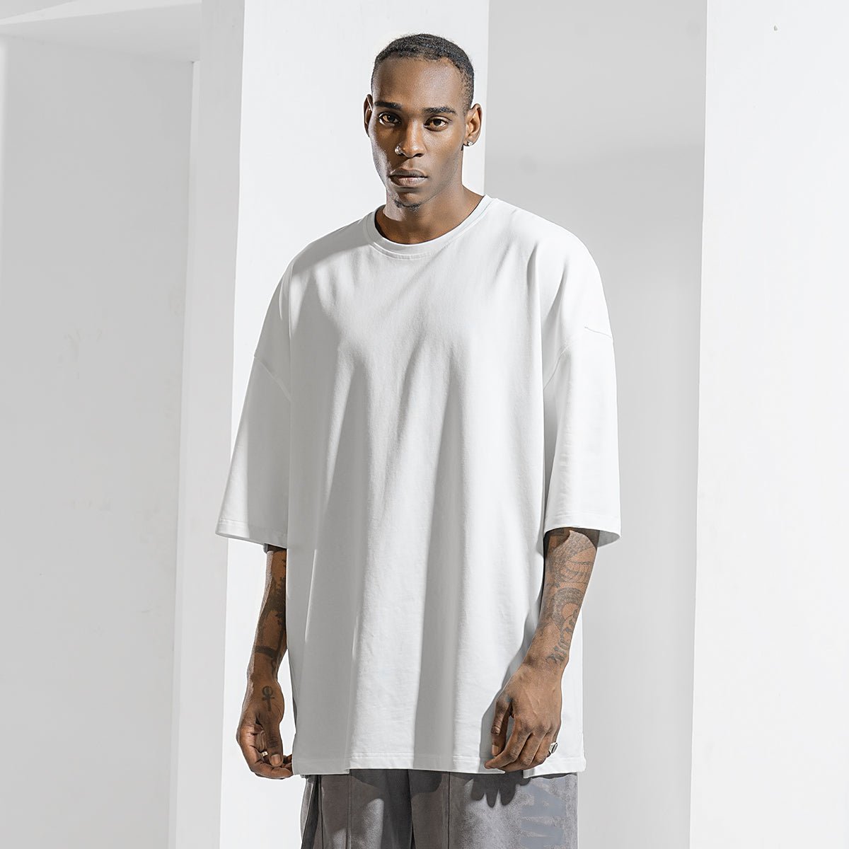 Hip Hop Oversized Heavyweight White Tee   0cm