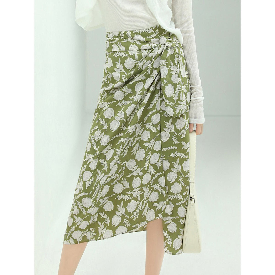 Holiday Blooming Flower Green Chiffon Wrap Skirt - 0cm