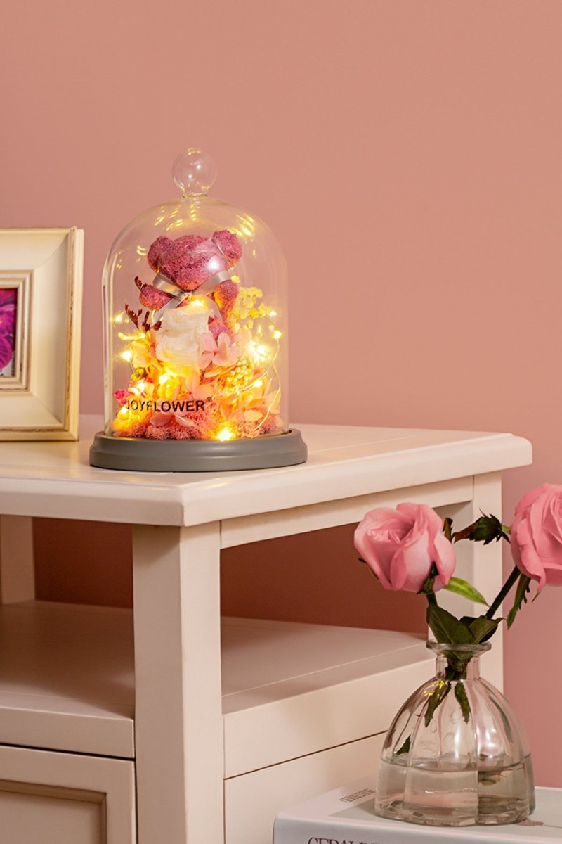 "I Love You Three Thousand Times" Eternal Flowers Pink Moss Teddy Bear   0cm