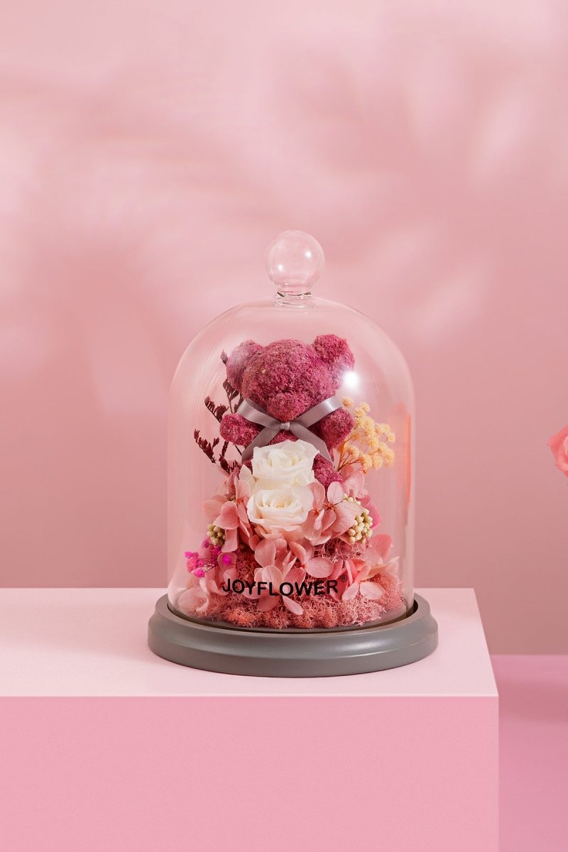 "I Love You Three Thousand Times" Eternal Flowers Pink Moss Teddy Bear   0cm