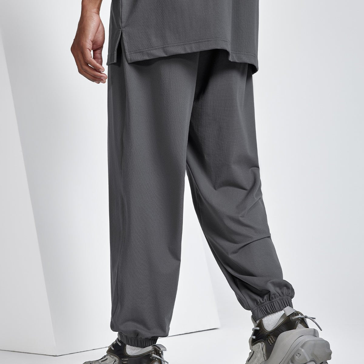 Icy Touch Draped Breathable Charcoal Jogger Pants   0cm