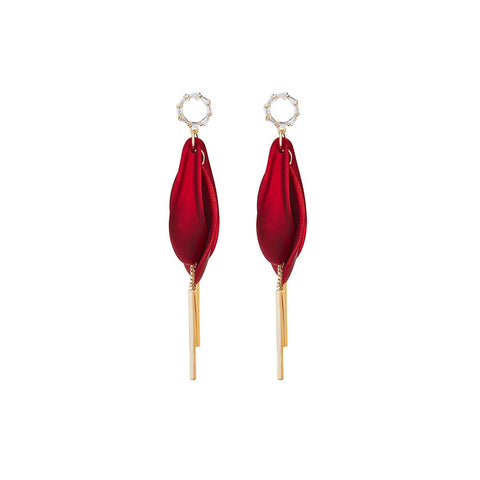 In Bud Long Red Earring