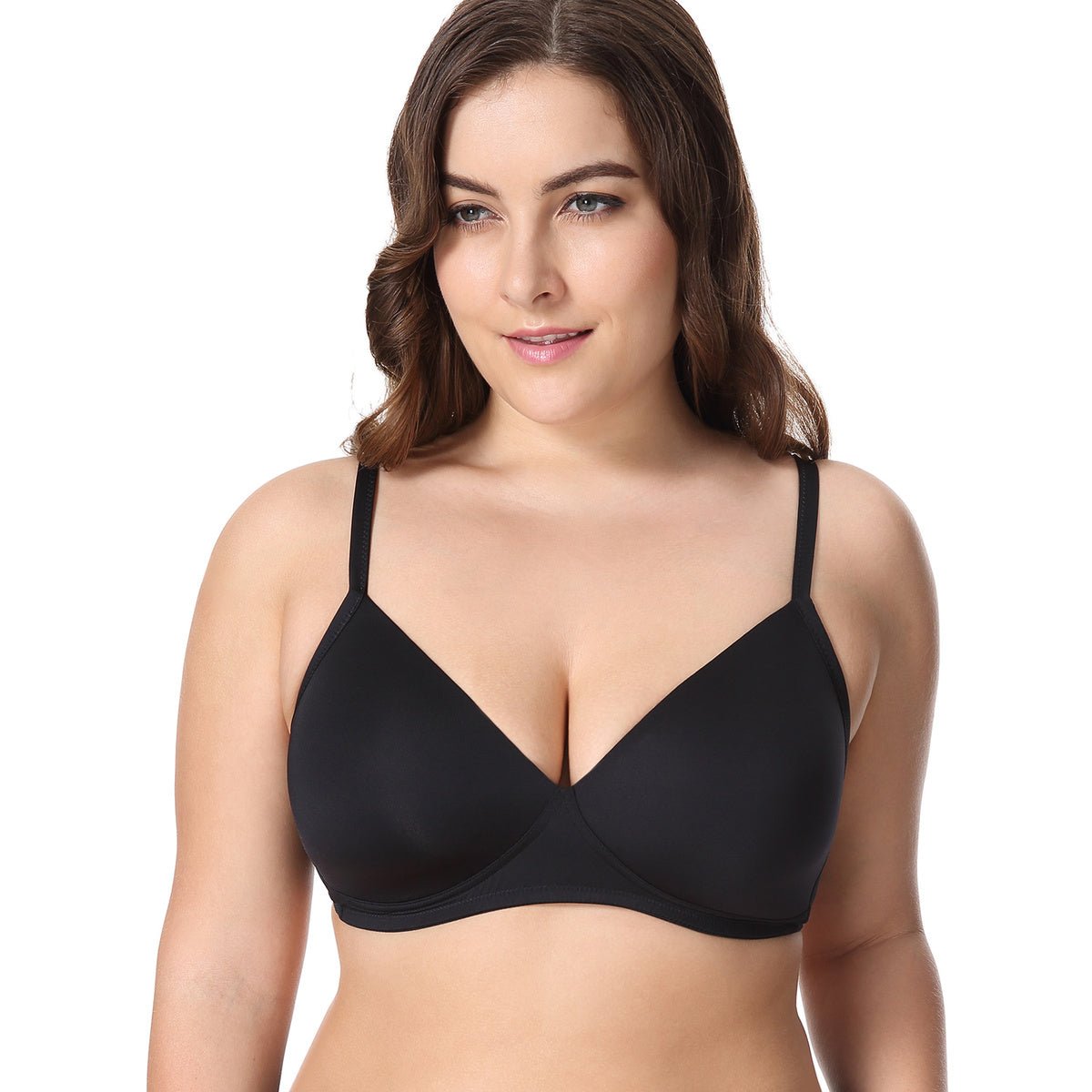 Invisible Lightly Padded Plus Size Wireless Full figure Black Bra   0cm