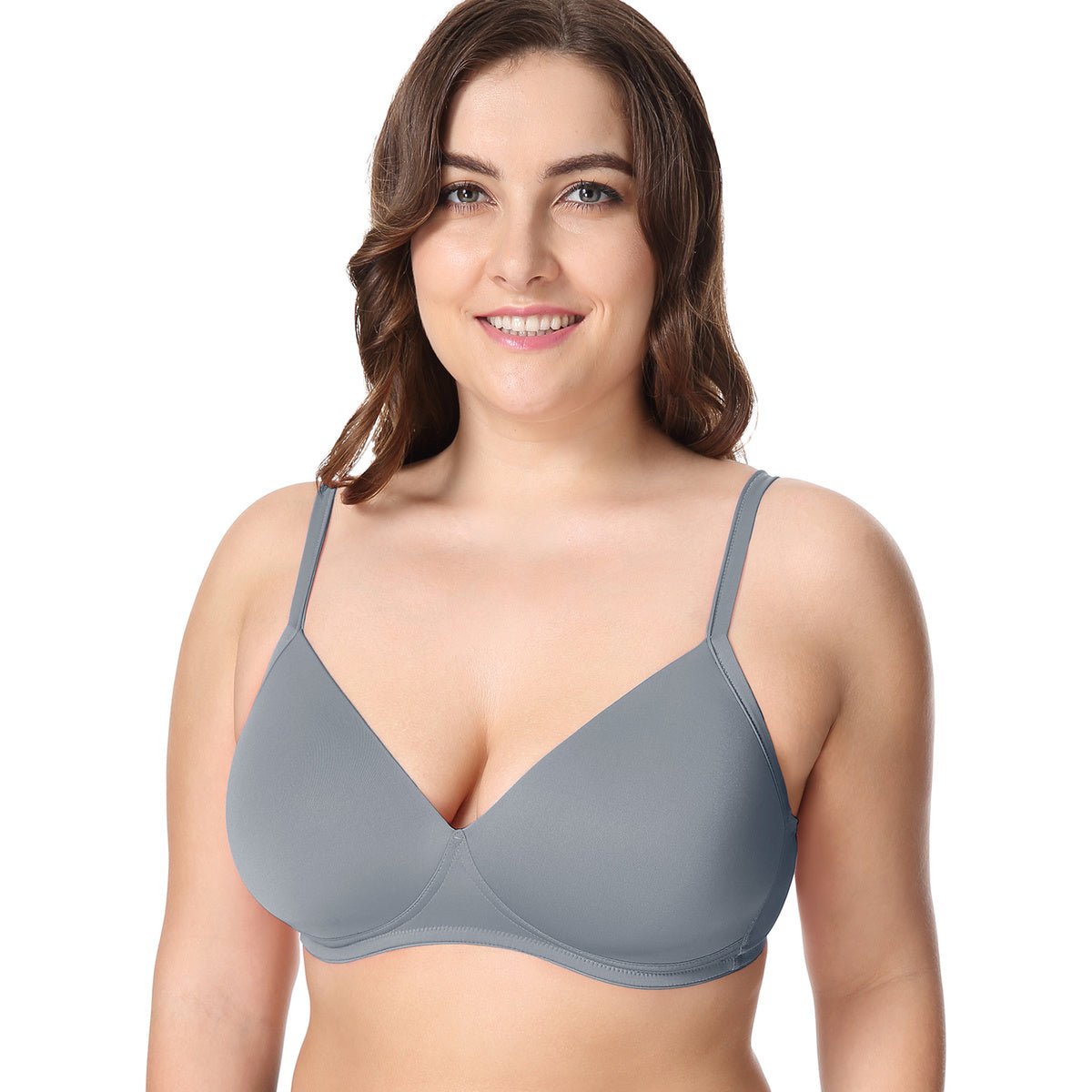 Invisible Lightly Padded Plus Size Wireless Full figure Grey Bra   0cm