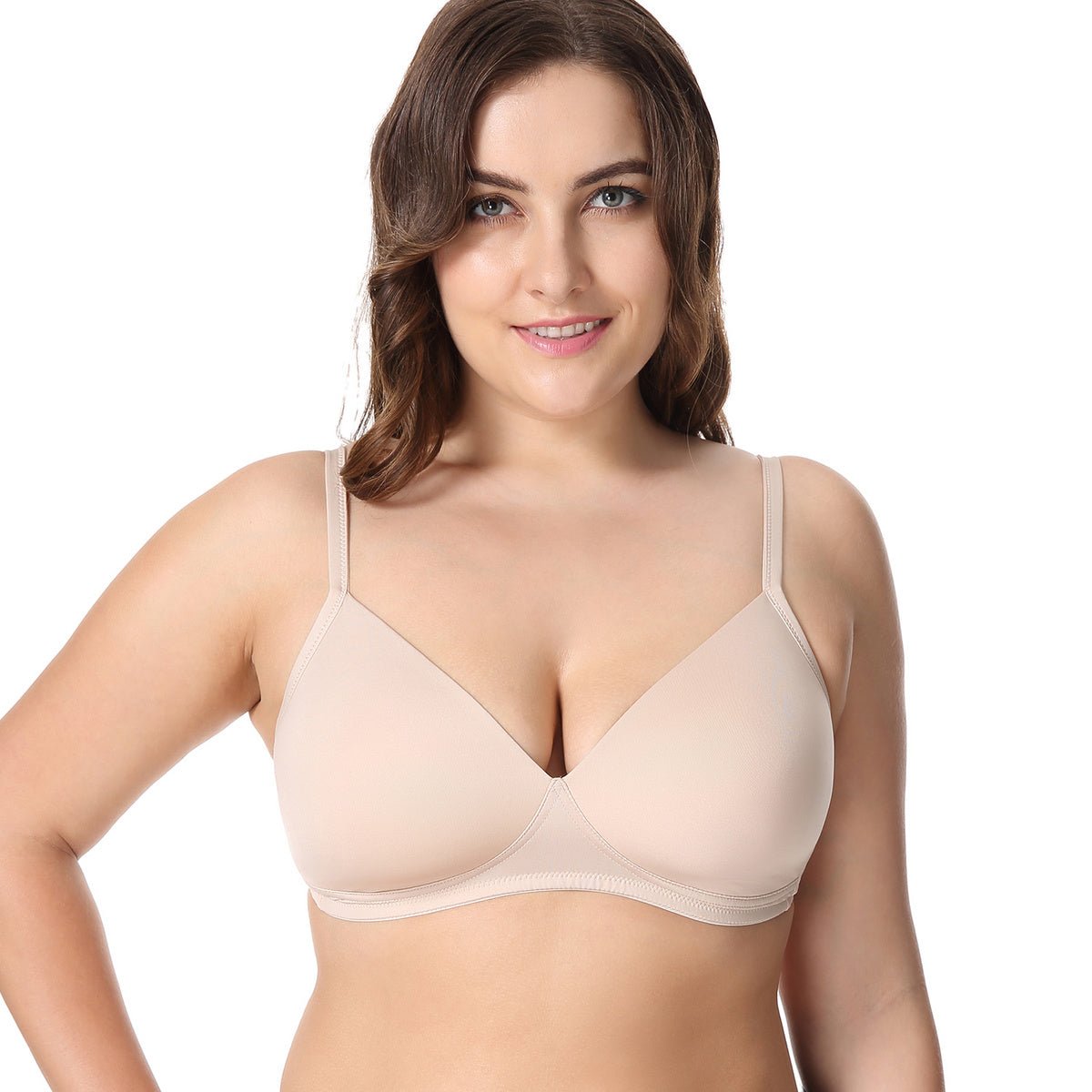 Invisible Lightly Padded Plus Size Wireless Full figure Nude Bra   0cm