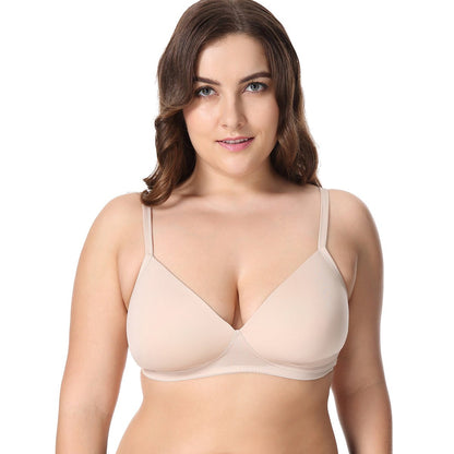 Invisible Lightly Padded Plus Size Wireless Full figure Nude Bra - 0cm