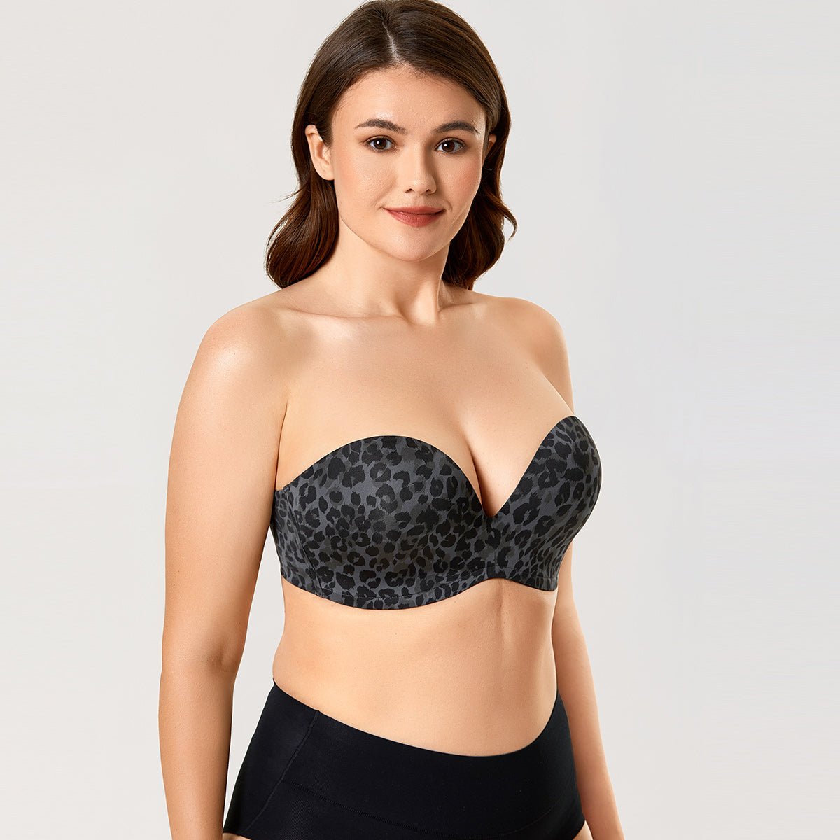 Invisible Seamless Lift Support Black Strapless Bra   0cm