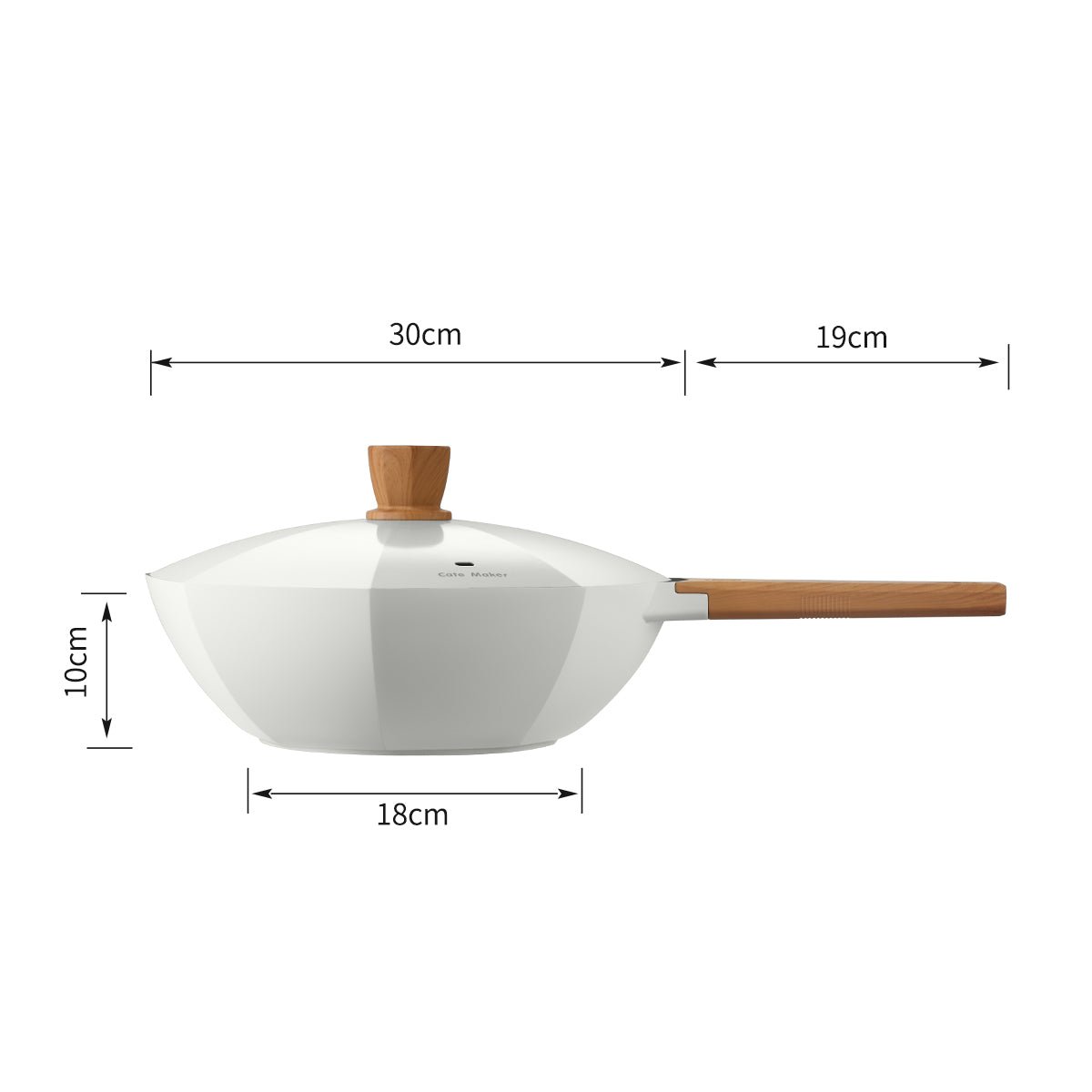 Italiano Octagonal 30cm White Non-stick Wok Pan - 0cm