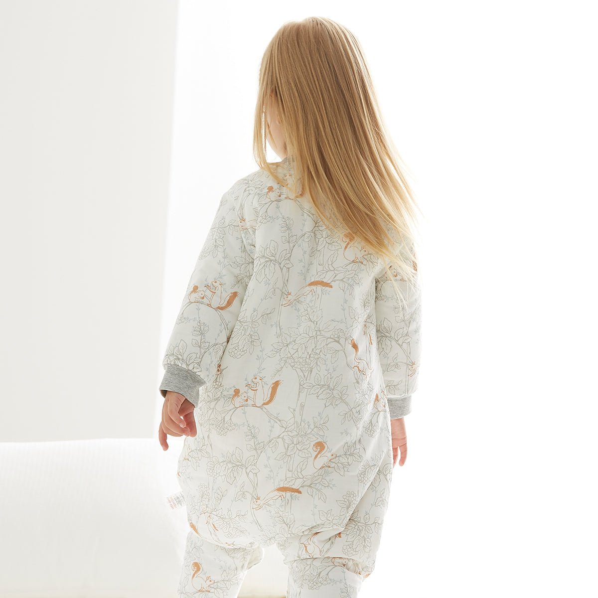 Jungle Sketch Extra Warm Long Sleeve Kids White One Piece Pyjama   0cm