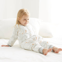 Jungle Sketch Extra Warm Long Sleeve Kids White One Piece Pyjama