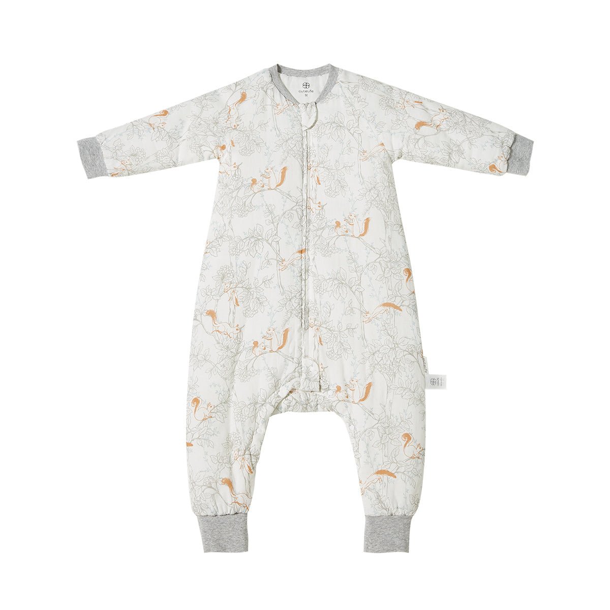 Jungle Sketch Extra Warm Long Sleeve Kids White One Piece Pyjama   0cm