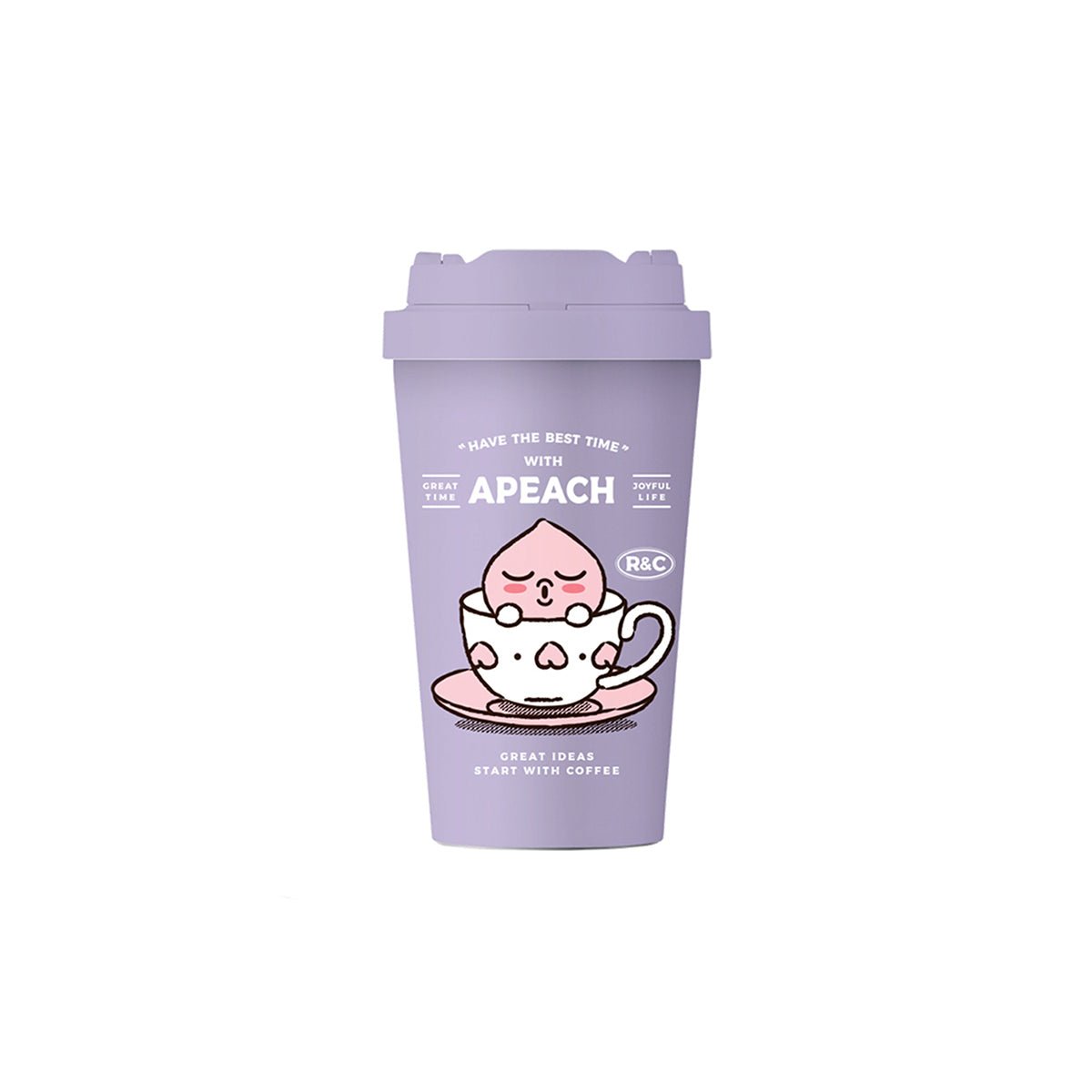 KAKAO FRIENDS Apeach Vitality Onetouch 400ml Purple Insulated Travel Coffee Mug   0cm