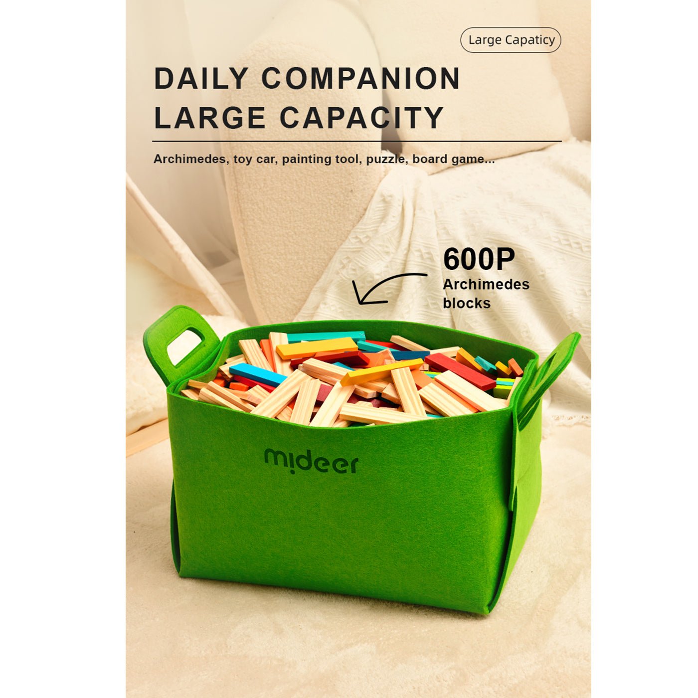 Kids Toy Storage Green Bag - 0cm
