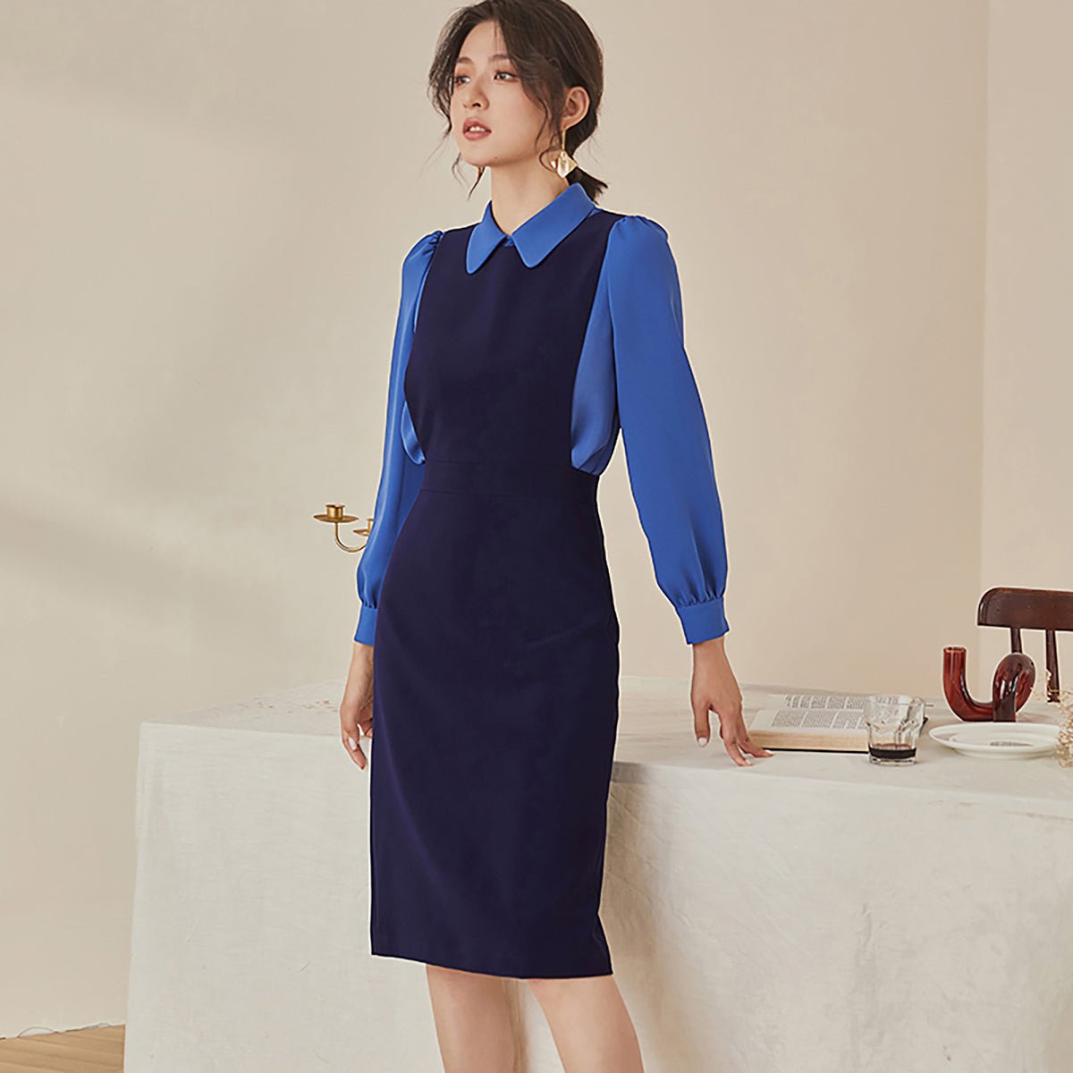 Korean Style Elegant Black Two Piece Set   0cm