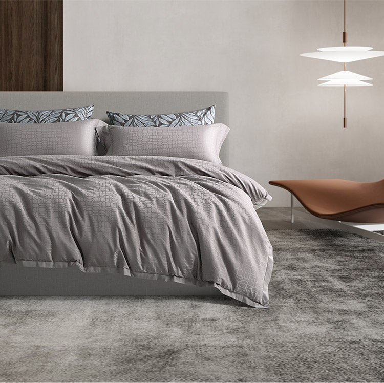 Kotler Luxury 4 Pieces 80s Pure Cotton Jacquard Charcoal Quilt Cover Set   0cm