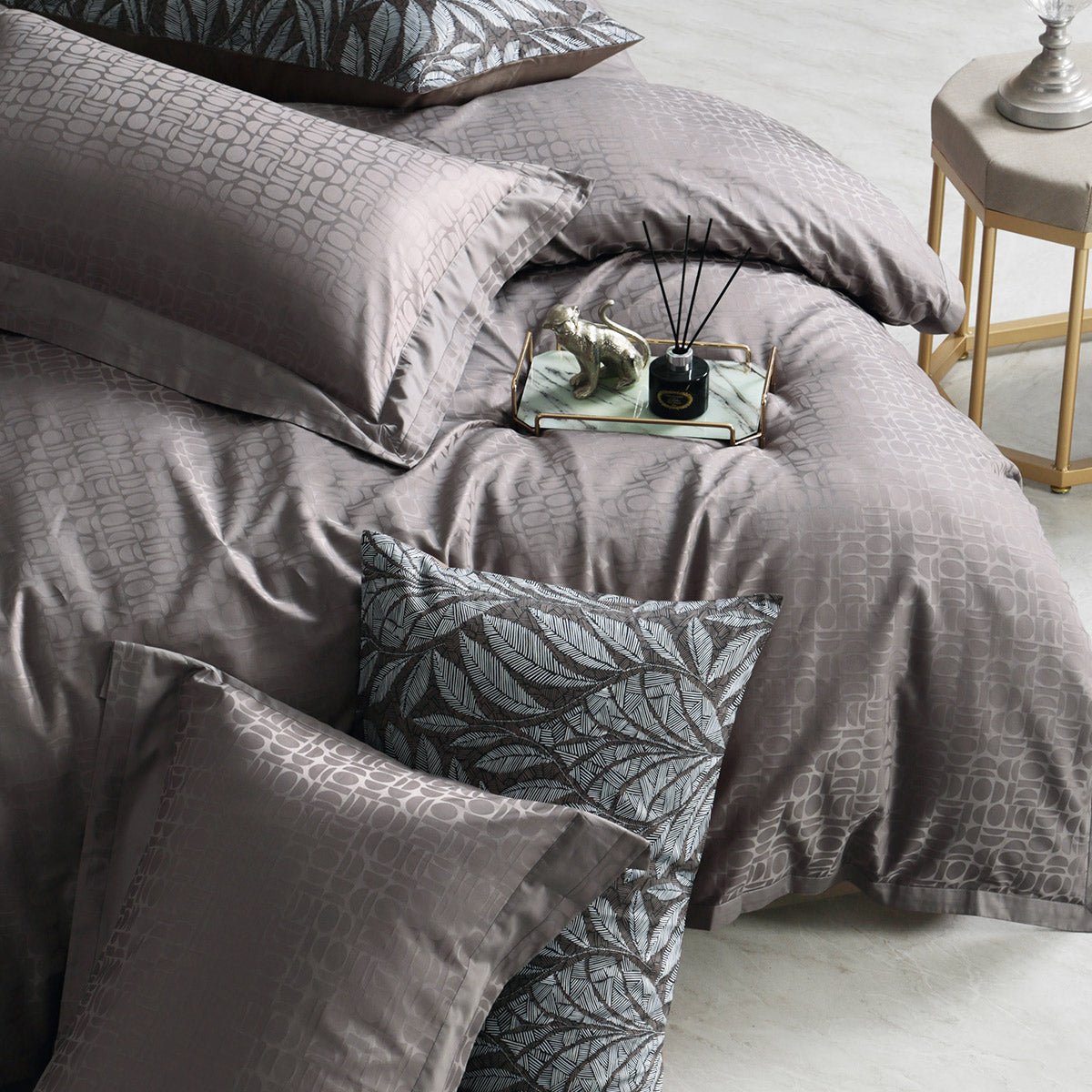 Kotler Luxury 4 Pieces 80s Pure Cotton Jacquard Charcoal Quilt Cover Set   0cm