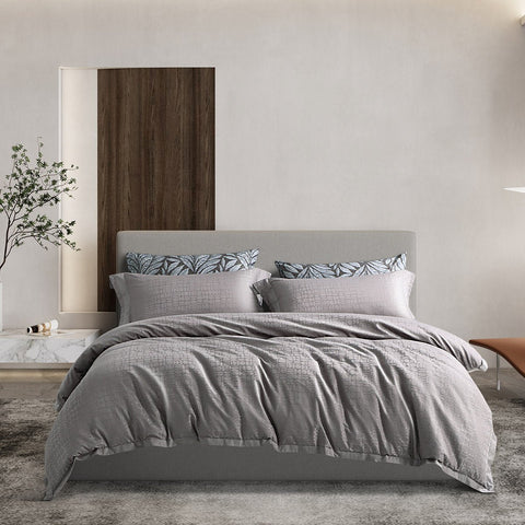 Kotler Luxury 4 Pieces 80s Pure Cotton Jacquard Charcoal Quilt Cover Set