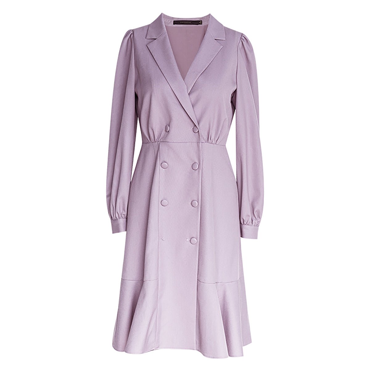 Lapel Double Breasted Lilac Dress   0cm