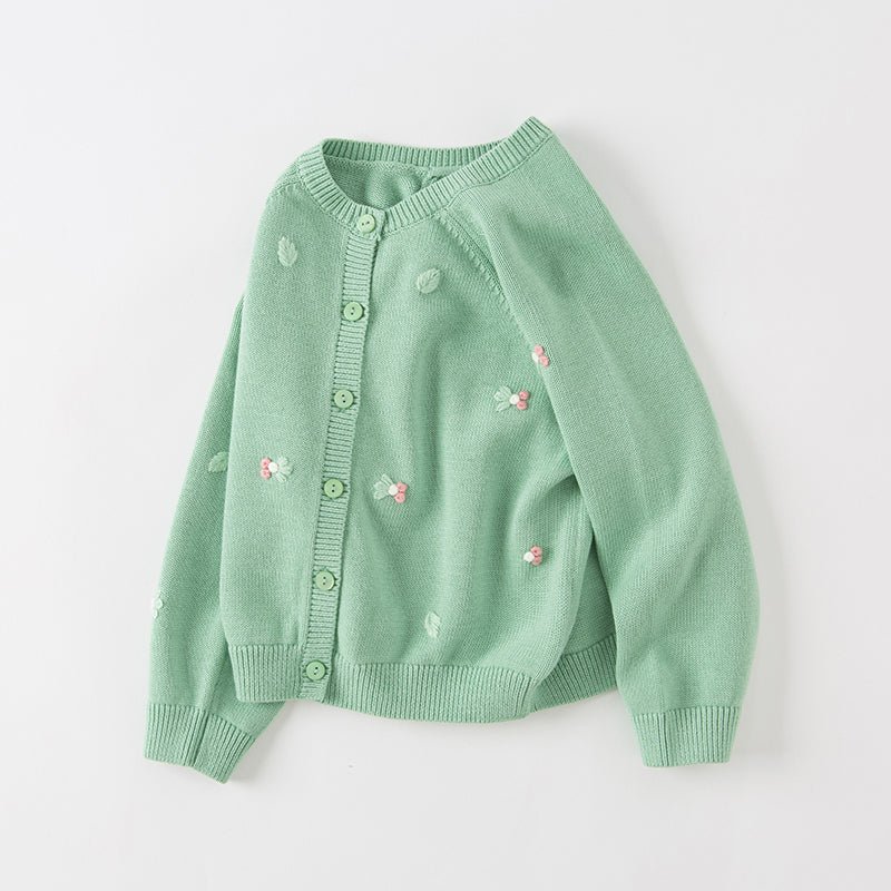 Leafy Goldfish Pond Girl Green Knitted Cardigan   0cm
