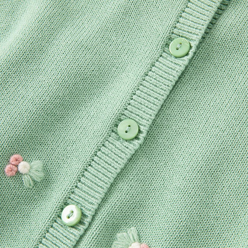 Leafy Goldfish Pond Girl Green Knitted Cardigan   0cm